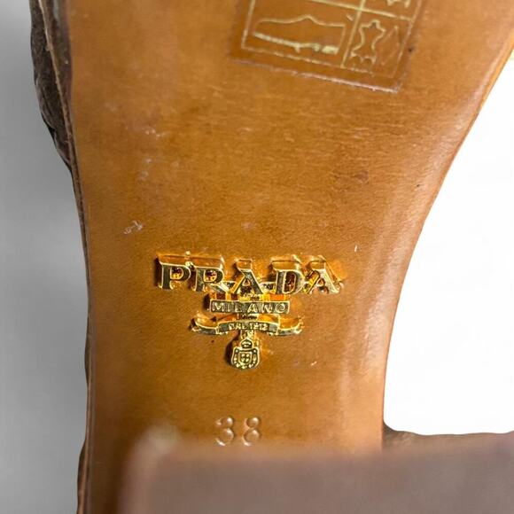 90's y2k vintage authentic Prada Brown Suede Knee high boots size 7.5 us - Picture 8 of 8